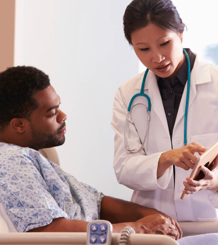 Nurse and Patient in a hospital room